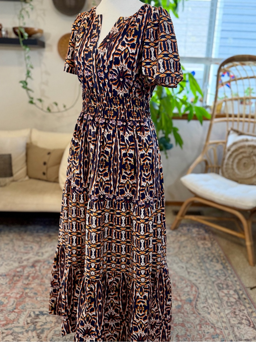 Anthropologie Maeve XS Somerset Boho Prairie 100% Cotton Sundress Midi Dress - Picture 8 of 14